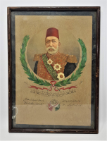 SULTAN MEHMED REŞAD HAN GÖRSELLİ OSMANLICA YAZILI MEŞRUTİYET TEMALI PANO