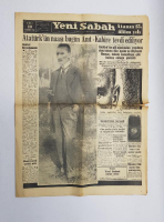 10 KASIM 1953 YENİ SABAH GAZETESİ: ATATÜRK'ÜN NAAŞI BUGÜN ANITKABİR'E TEVDİ EDİLİYOR