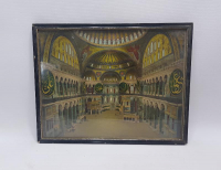 CONSTANTINOPLE: OSMANLICA YAZILI AYASOFYA CAMİİ İÇİ GÖRSELLİ DUVAR PANOSU