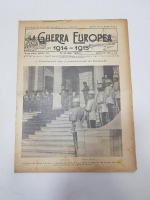 1. DÜNYA SAVAŞI 15 NİSAN 1915 TARİHLİ AVRUPA SAVAŞI DERGİSİ: ÇANAKKALE BOMBARDIMANI SONRASI SARAYDA SULTAN MEHMET REŞAD, ENVER PAŞA VE KOMUTANLAR DUA EDERKEN