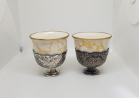 KALEM VE KABARTMA İŞÇİLİKLİ OSMANLI DÖNEMİ GÜMÜŞ ÇİFT FİNCAN ZARFI