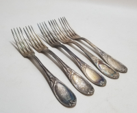 KABARTMA İŞÇİLİKLİ GÜMÜŞ KAPLAMA 5 ADET ANTİKA ÇATAL