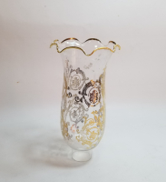 ÜZERİ ALTIN VARAKLI ANTİKA GAZ LAMBASI CAMI