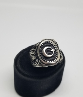 KABARTMA İŞÇİLİKLİ VE AY YILDIZLI GÜMÜŞ YÜZÜK