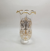 ÜZERİ ALTIN VARAKLI ANTİKA GAZ LAMBASI CAMI