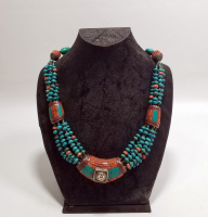 MERCAN VE TURKUAZ TAŞLI ÖZEL YAPIM UZAKDOĞU GERDANLIK