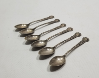 KABARTMA İŞÇİLİKLİ ANTİKA GÜMÜŞ ÇAY KAŞIĞI TAKIMI