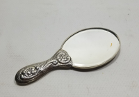 KABARTMA İŞÇİLİKLİ ANTİKA GÜMÜŞ EL AYNASI