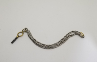 OSMANLI DÖNEMİ ORİJİNAL GÜMÜŞ İPEK ZİNCİRİYLE CEP SAATİ KURMA ANAHTARI