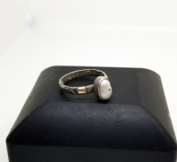 OSMANLI DÖNEMİ ALTIN APLİKLİ ÖZEL YAPIM İNCİ TAŞLI GÜMÜŞ YÜZÜK