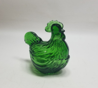 HOROZ FORMUNDA YAPILMIŞ ANTİKA KAPAKLI CAM MACUNLUK