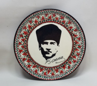 EL BOYAMA FOSFORLU ATATÜRK GÖRSELLİ KÜTAHYA DUVAR TABAĞI