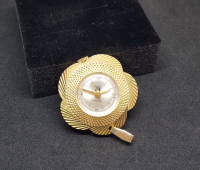 PAPATYA FORMUNDA YAPILMIŞ ALTIN KAPLAMA ANTİKA KURMALI KOLYE SAAT