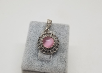 ÜZERİ DOĞAL TAŞLI GÜMÜŞ KOLYE UCU