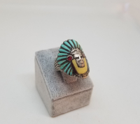 ÖZEL YAPIM GÜMÜŞ KIZILDERİLİ GÖRSELLİ YÜZÜK