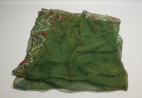 ETRAFI OSMANLICA YAZILI OSMANLI DÖNEMİ NADİR RENKTE İPEK GELİN ÖRTÜSÜ