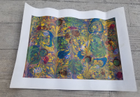 EL YAPIMI SANATÇI İMZALI ÇERÇEVESİZ EBRU PANO