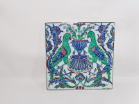 OSMANLICA USTA İMZALI ÇİTE KUMRULAR GÖRSELLİ KÜTAHYA SERAMİK PANO