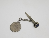 ÜZERİ DOĞAL TAŞLI OSMANLI DÖNEMİ NADİR GÜMÜŞ CEP SAATİ KURMA ANAHTARI