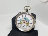 EL BOYAMA KADRANLI GÜMÜŞ KASA İNGİLİZ CEP SAATİ