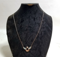 ALTIN KAPLAMA TEKTAŞ FORMLU GÜMÜŞ KOLYE UCU