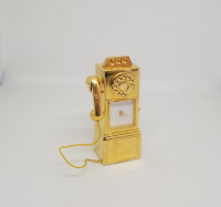 TELEFON KULÜBESİ FORMUNDA YAPILMIŞ ANTİKA MİNİ MASAÜSTÜ SAAT