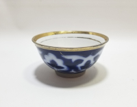 ÜZERİ ALTIN VARAKLI OSMANLI DÖNEMİ BLUBLANC PORSELEN ÇORBA KASESİ