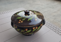 NADİR TİPTE İÇİ OSMANLICA YAZILI ÇANAKKALE BÜYÜK BOY KAPAKLI KASE