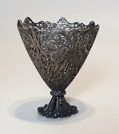 OSMANLI DÖNEMİ TELKARİ İŞÇİLİKLİ GÜMÜŞ  FİNCAN ZARFI