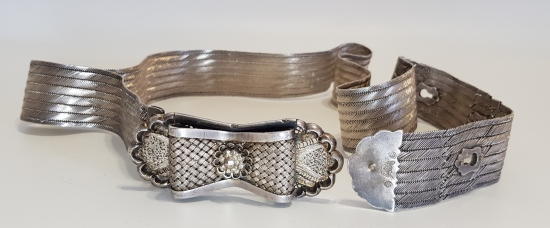 OSMANLI DÖNEMİ, TRABZON İŞİ HASIR ÖRME TUĞRALI GÜMÜŞ GELİN KEMERİ 