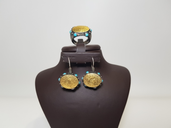 GÜMÜŞ VE ALTINDAN MAMUL ÖZEL YAPIM KÜPE YÜZÜK SETİ