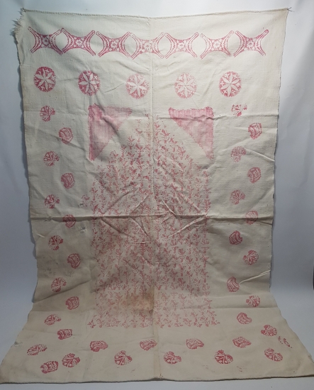 OSMANLI DÖNEMİ BASKI KÖK BOYA İŞLEMELİ SECCADE