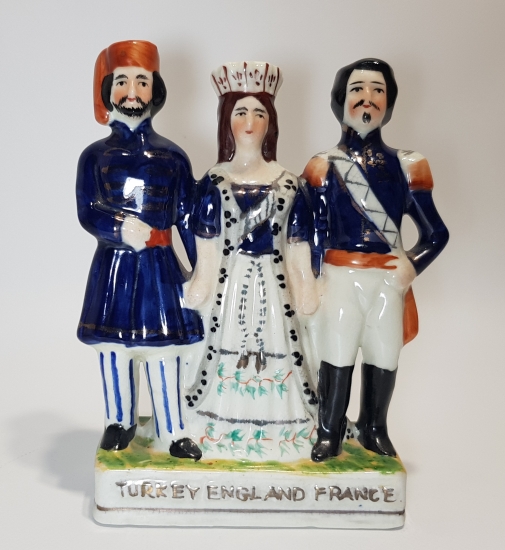 1856 KIRIM SAVAŞI HATIRASI ÜÇLÜ İTTİFAK LİDERLER KONULU PORSELEN HEYKEL - ÇOK NADİR