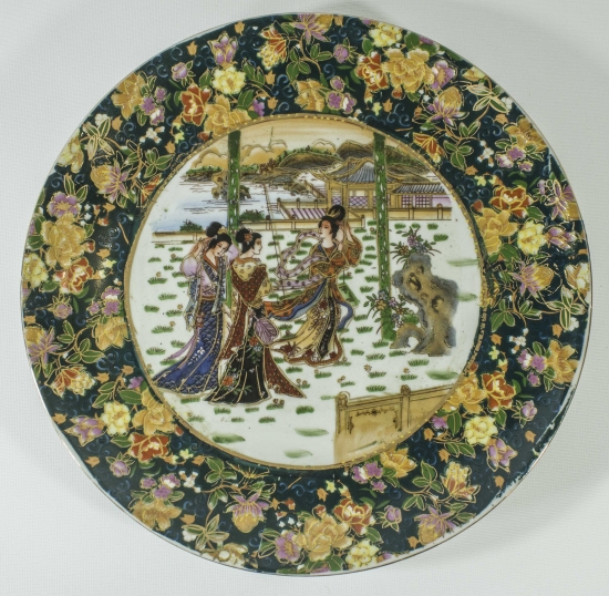 ESKİ ÇİN YAPIMI EL BOYAMA MİNELİ PORSELEN TABAK