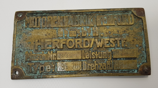 MOTORENFABRIK HERFORD PİRİNÇ PLAKA 