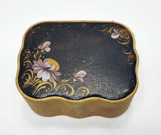 OSMANLI DÖNEMİ DERİ ÜZERİ EL BOYAMA SAAT KUTUSU