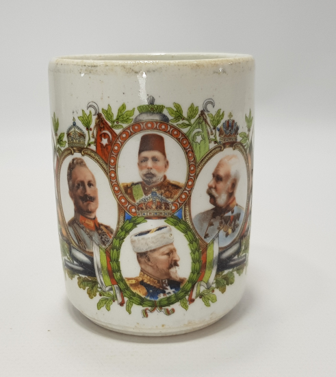 1. DÜNYA SAVAŞI OSMANLI İTTİFAK LİDERLERİ GÖRSELLİ PORSELEN KUPA - BARDAK