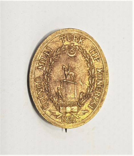 1929 ÜÇÜNCÜ MİLLİ TÜRK TIP KONGRESİ ROZET - NADİR 