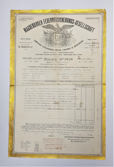 MAGDEBURGER CONSTANTINOPLE SİGORTA POLİÇESİ 