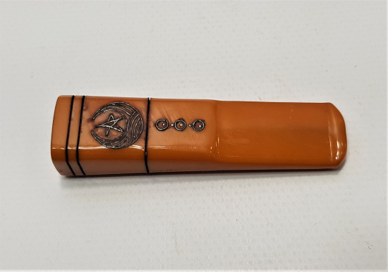 GÜMÜŞ ÇAKMA BAYRAK VE KILIÇ İŞLEMELİ KATALİN AĞIZLIK