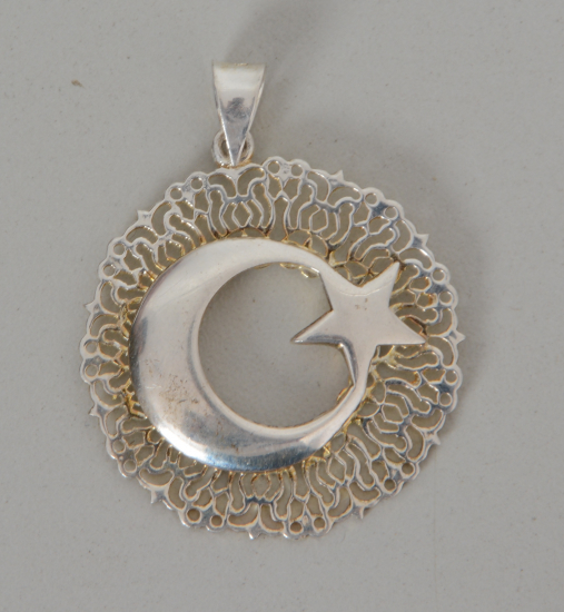 AY YILDIZLI GÜMÜŞ KOLYE UCU