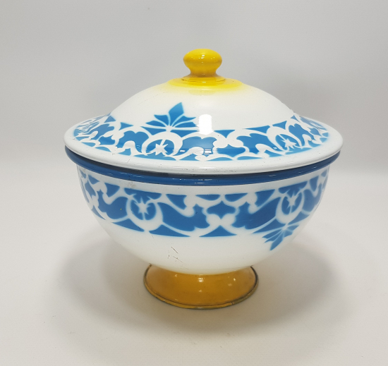 OSMANLI DÖNEMİ AY YILDIZLI KAPAKLI EMAYE TAS