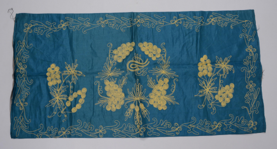 OSMANLI DÖNEMİ ZİNCİR İŞİ TUĞRALI İPEK ATLAS YASTIK YÜZÜ