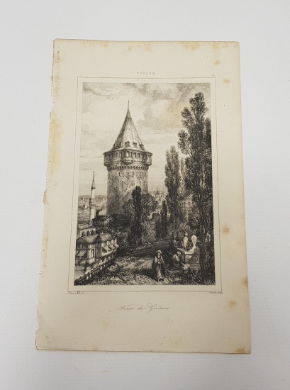 GRAVÜR: 1840'LAR GALATA KULESİ 