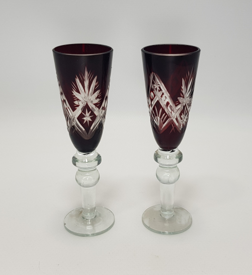 OSMANLI DÖNEMİ BİR ÇİFT BOHEM KRİSTAL KADEH 