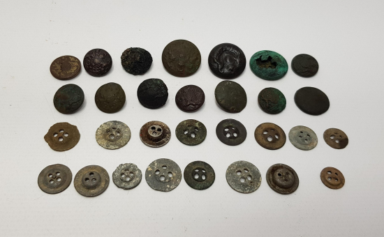 1. DÜNYA SAVAŞI 30 ADET ASKERİ DÜĞME LOTU 