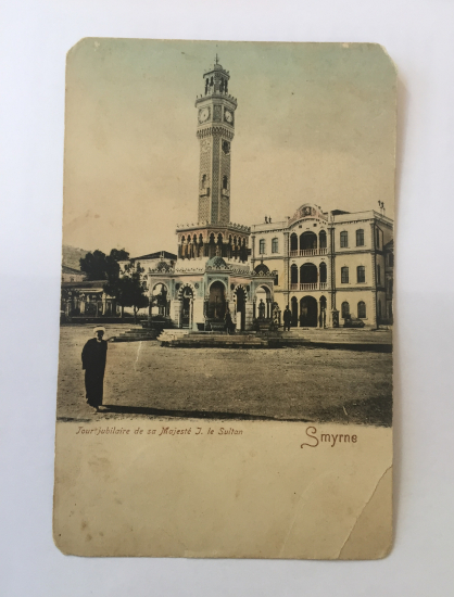 OSMANLI DÖNEMİ İZMİR SAAT KULESİ VE VALİLİK GÖRSELLİ KARTPOSTAL