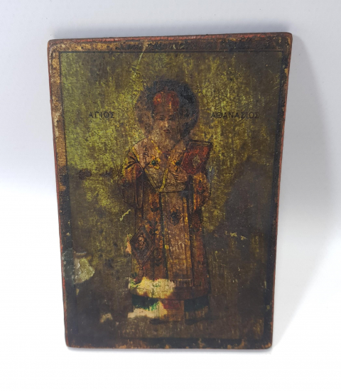 OSMANLI DÖNEMİ RUM İŞİ AHŞAP ÜZERİ EL BOYAMA İKONA