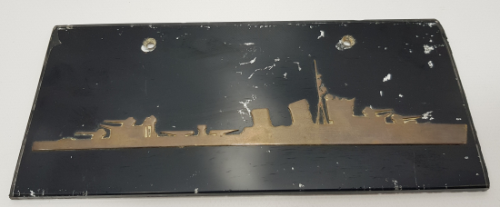 CAM ÜSTÜ GEÇİRME PİRİNÇ GEMİ GÖRSELLİ ASKERİ PLAKET