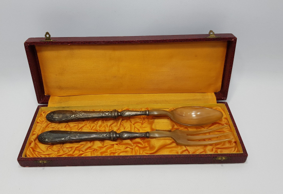 KUTUSUNDA GÜMÜŞ VE BOYNUZDAN MAMÜL ÇATAL KAŞIK TAKIMI